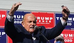 (FILES) In this file photo taken on November 07, 2020, attorney for President Donald Trump, Rudy Giuliani, speaks at a news conference in the parking lot of a landscaping company in Philadelphia. - A New York court suspended Giuliani's law license on on June 24, 2021, for claiming that former Trump lost last year's presidential election because of fraud. A court ruled that Giuliani made "demonstrably false and misleading statements" as Trump's lawyer during the ex-president's attempt to overturn his defeat to Joe Biden. (Photo by Bryan R. Smith / AFP)