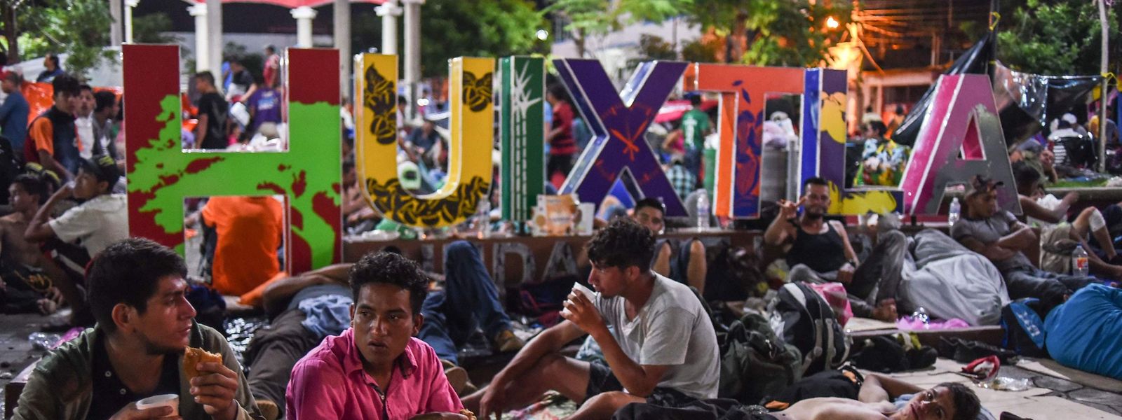 Honduranische Migranten, nach ihrem langen Weg in Mexiko/Huixtia angekommen.