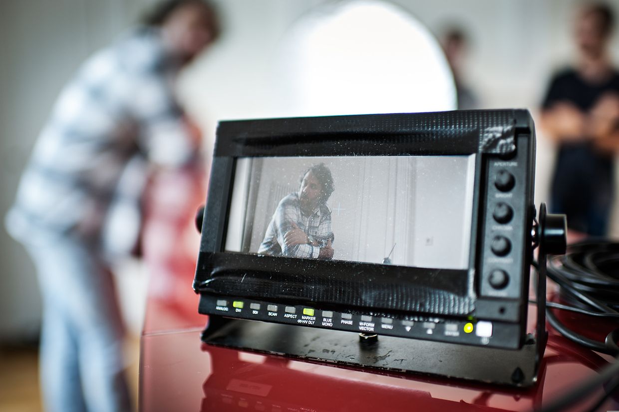 Am Set vom  Kurzfilm "Roude Léiw".