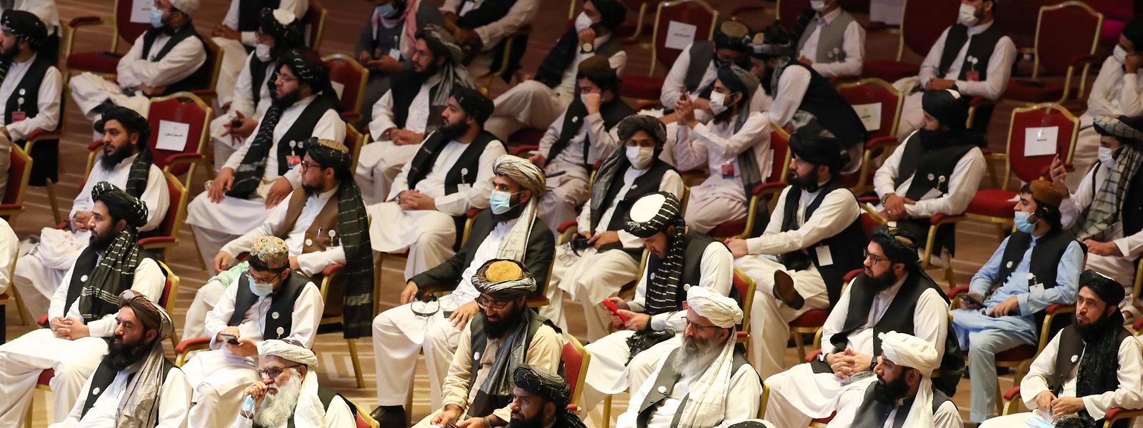 Delegierte der Taliban beim Auftakt der Friedensgespräche in Doha. 