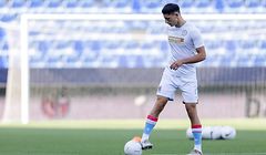 Seid Korac (Luxemburg #2) beim Aufwärmen/ Fussball, Saison 2020-2021, Freundschaftsspiel, Länderspiel / 02.06.2021 /Norwegen - Luxemburg (Norway vs Luxembourg) / Estadio la Rosaleda, Malaga /Foto: Ben Majerus