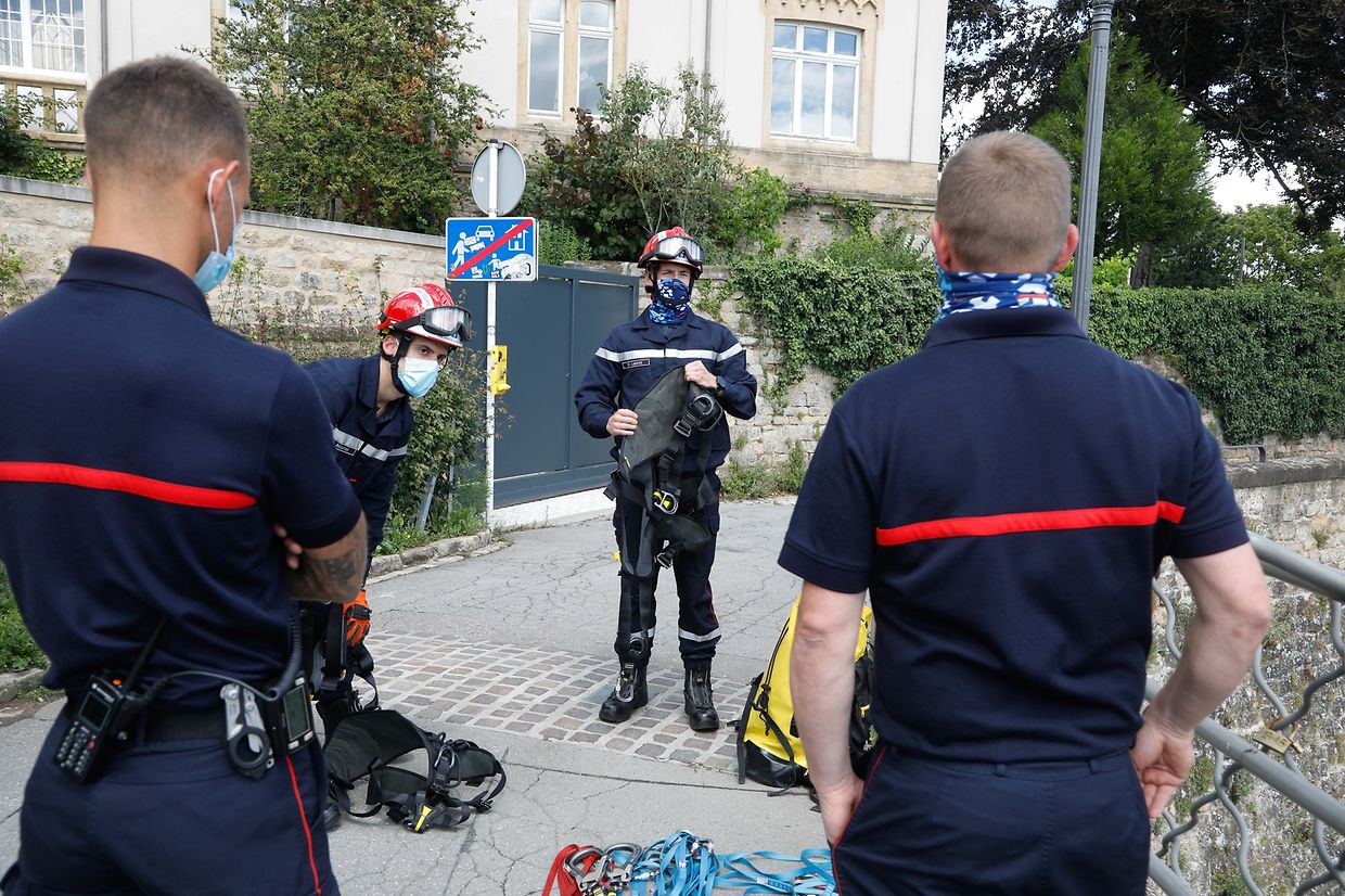 Lokales, Bockfiels, Bockfelsen, Examen, Prüfung, junge Feuerwehrleute lernen über Materialkentnis, Vorstieg und Absichern, Absturtzssicherung Foto: Anouk Antony/Luxemburger Wort