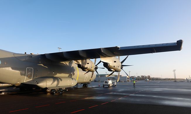The A400M plane at Luxembourg's Findel Airport on Monday morning 