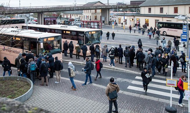 Commuters using public transport in Bettembourg