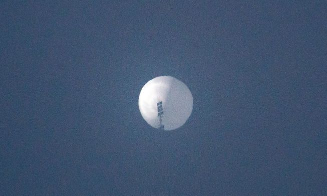 This handout photo shows a suspected Chinese spy balloon in the sky over Billings, Montana