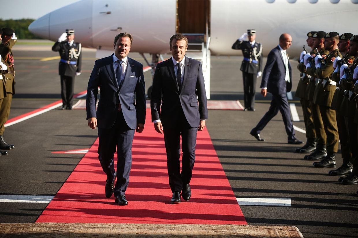 Arrivée du président de la République française, Emmanuel Macron au Findel 