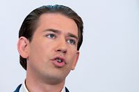 Austrian Chancellor Sebastian Kurz addresses a press conference to inform about the future coronavirus / COVID-19 restrictions at the Chancellery in Vienna, Austria on September 8, 2021. (Photo by JOE KLAMAR / AFP)