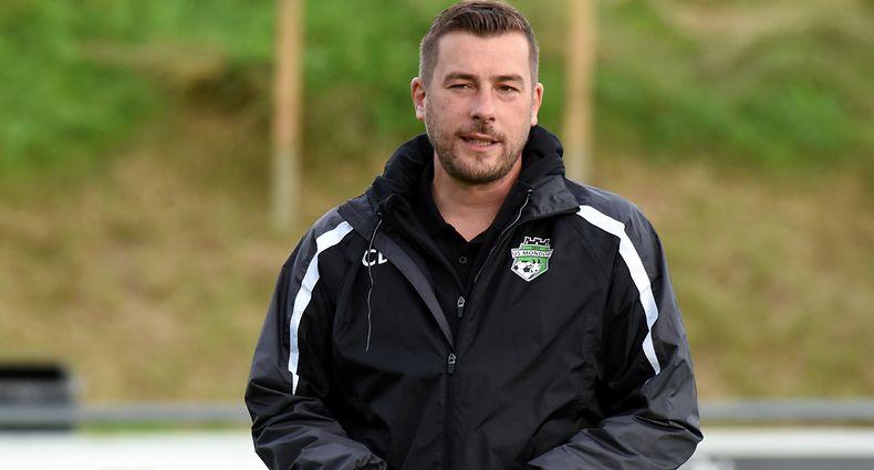 Claudio Lombardelli, entraîneur US Mondorf. Football : US Mondorf – US Rumelange, amical. Stade John Grün, Mondorf-les-bains. Foto : Stéphane Guillaume
