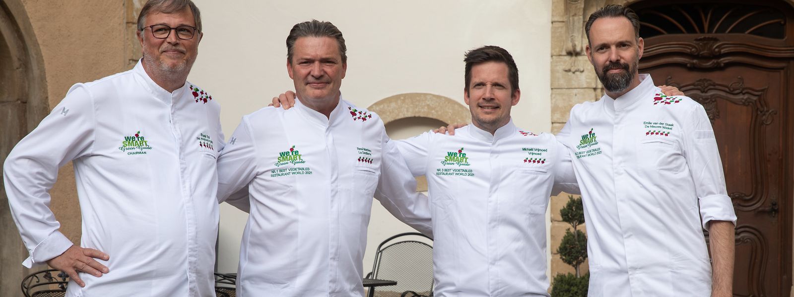 Ausgezeichnete Köche (von links): Frank Fol, Gründer von „We're smart green”, René Mathieu (Platz1), Michael Vrijmoed (Platz 3) und Emile van der Staak (Platz 2). 