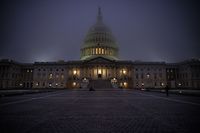 WASHINGTON, DC - NOVEMBER 04: Fog envelopes the U.S. Capitol building in the early morning hours on November 4, 2022 in Washington, DC. Republicans are poised to regain control of the U.S. Congress in the midterm elections on November 8 after the Democrats gained the majority in both the House in 2018 and Senate in 2020.   Samuel Corum/Getty Images/AFP