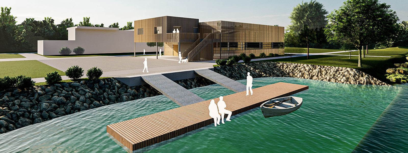 Das nationale Rudersportzentrum soll in der Nähe der Hafenmeisterei entstehen und über einen Ponton zum Einstieg in die Boote verfügen.