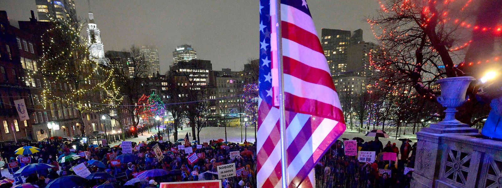 Demonstration für ein Impeachment gegen Präsident Donald Trump im Stadtpark von Boston im Dezember 2019.