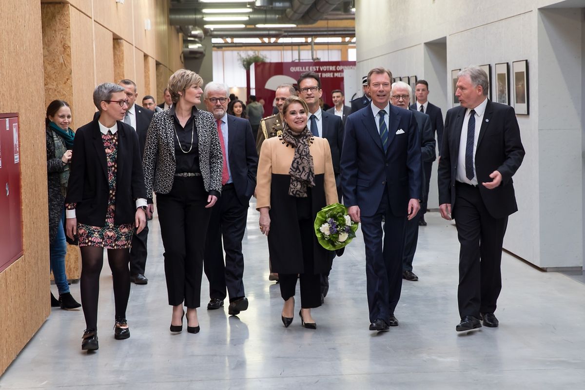 Das großherzogliche Paar bei seiner Ankunft in der LuxExpo The Box. 