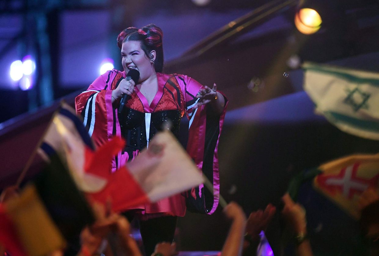 Israel's singer Netta performs the song "Toy" during the first semifinal of the 63rd edition of the Eurovision Song Contest 2018 at the Altice Arena in Lisbon, on May 8, 2018.
The Eurovision Song Contest 2018 will be held in the Portuguese capital Lisbon from May 8 until May 12, 2018. / AFP PHOTO / FRANCISCO LEONG