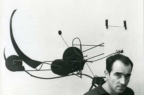 Jean Tinguely mit Méta-Matic no. 9 (Scorpion), 1959