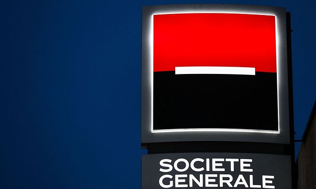 The Societe Generale bank is pictured, in Ouistreham, Normandy, northwestern France