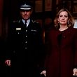 Britain's Home Secretary Amber Rudd (R) leaves with Temporary Chief Constable of Wiltshire Police Kier Pritchard (L), City Hall in Salisbury, southern England, on March 9, 2018 where she had been talking with members of the emergency services about the major incident that was sparked on March 4 when a man and woman were found critically ill in a city centre shopping centre after being apparently poisoned with what was later identified as a nerve agent. 
Britain vowed on March 8 to act "without hesitation" if a state is found responsible for a nerve agent attack on a former Russian double agent, as police said 21 people in total had received medical treatment following the incident. Sergei Skripal and his daughter Yulia remain unconscious in a critical but stable condition following the attack on Sunday in the sleepy south-western English city of Salisbury.
 / AFP PHOTO / Adrian DENNIS
