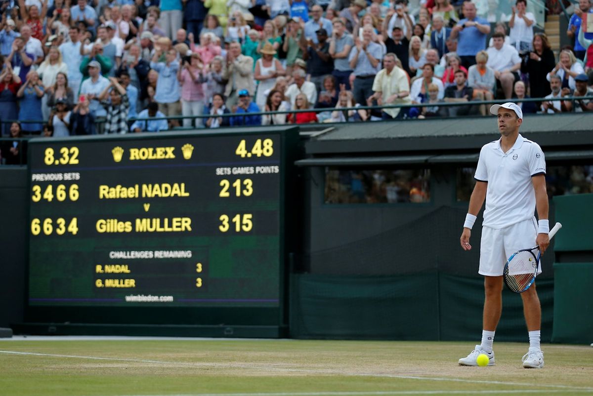 Tennis - Wimbledon - London, Britain - July 10, 2017   Luxembourg’s Gilles Muller during his fourth round match against Spain’s Rafael Nadal    REUTERS/Matthew Childs