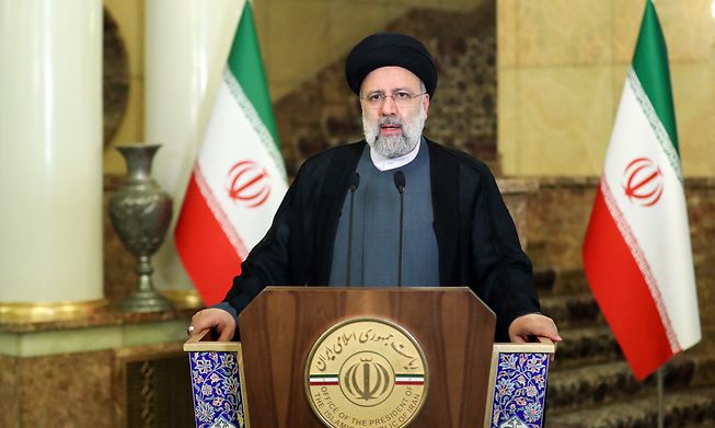 Iranian President Ebrahim Raisi addressing the 76th Session of the UN General Assembly via a video message from Tehran on Tuesday