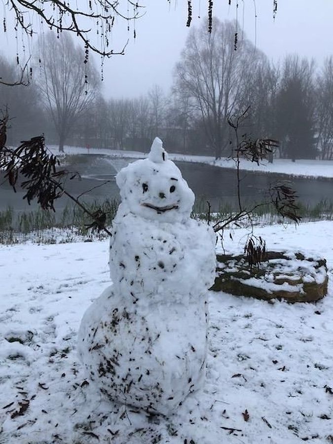 Ein Schneemann grüßt aus Roedgen. 