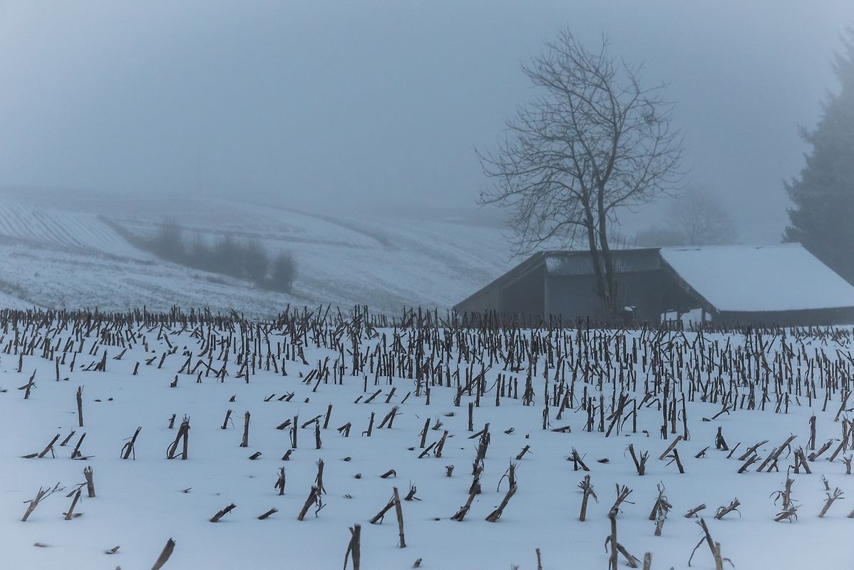 Rullingen und Büderscheid am Morgen bei Minus drei Grad und vier bis sechs Zentimeter Schnee. 
