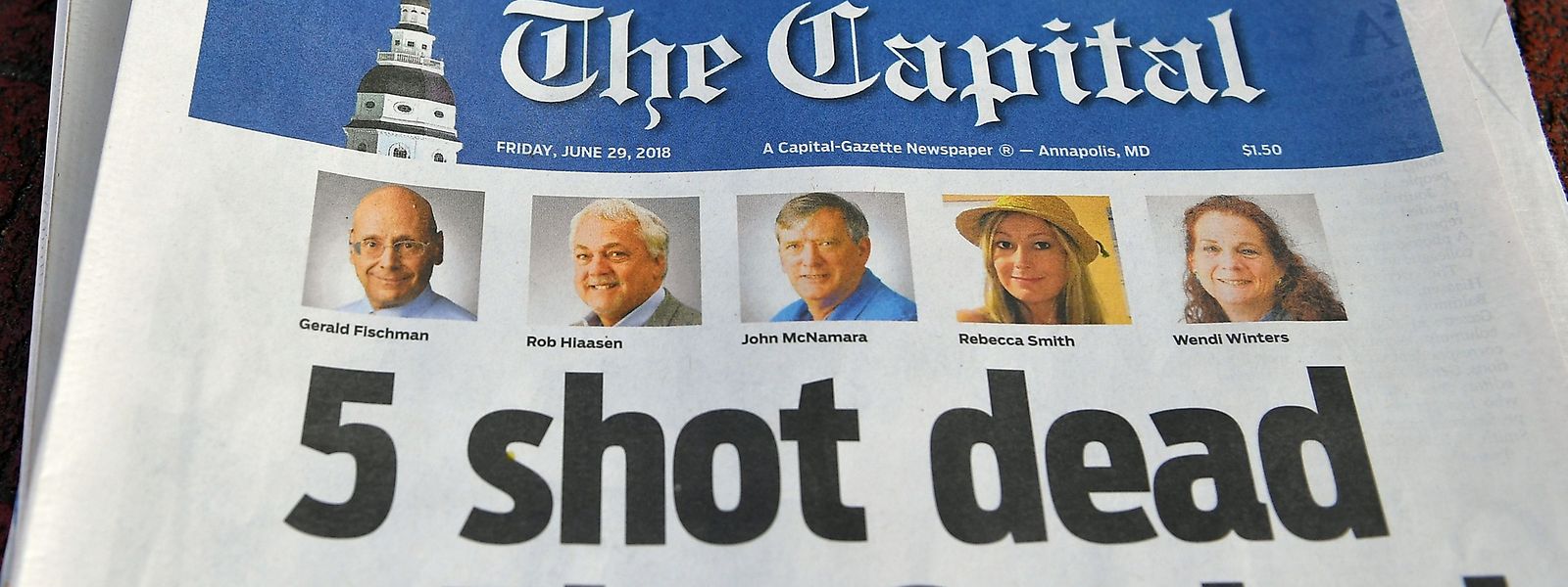 Die Titelseite der "Capital Gazette" vom Freitag. 