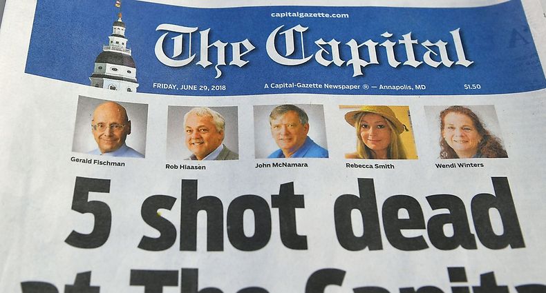 Die Titelseite der "Capital Gazette" vom Freitag. 