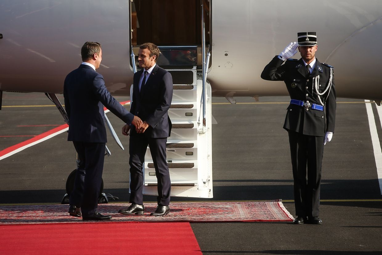 Arrivée du président de la République française, Emmanuel Macron au Findel 