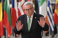 President of the European Commission Jean-Claude Juncker gestures as he arrives for a European Union (EU) summit at EU Headquarters in Brussels on May 28, 2019. (Photo by EMMANUEL DUNAND / AFP)