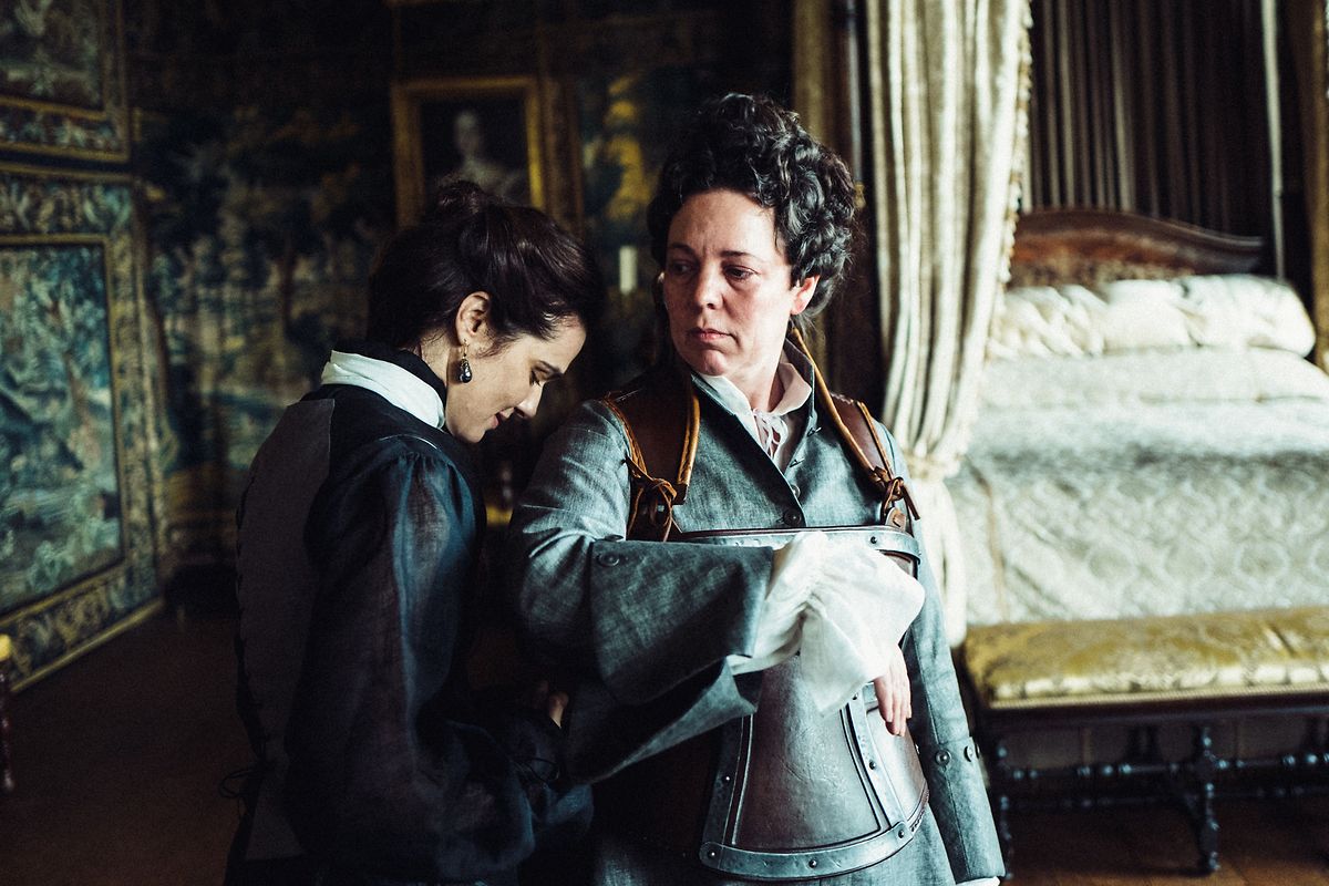 Rachel Weisz and Olivia Colman in the film THE FAVOURITE. Photo by Yorgos Lanthimos. 