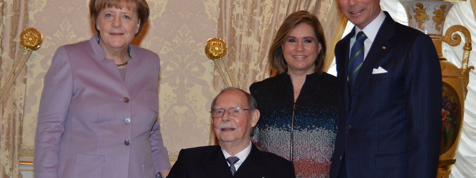 Angela Merkel, le grand-duc Jean et le couple grand-ducal, jeudi 12 janvier 2017 au Palais