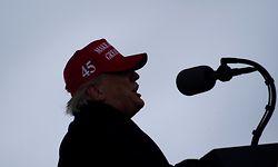 US President Donald Trump speaks during a "Make America Great Again" rally at Total Sports Park November 1, 2020, in Washington, Michigan. (Photo by Brendan Smialowski / AFP)