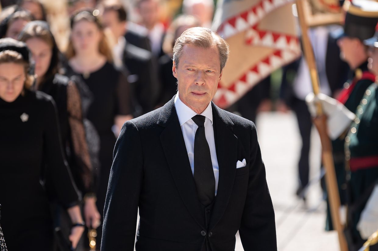 Grand Duke Henri before the start of the funeral service for Carl Duke of Württemberg at the palace and parish church of St. Michael.