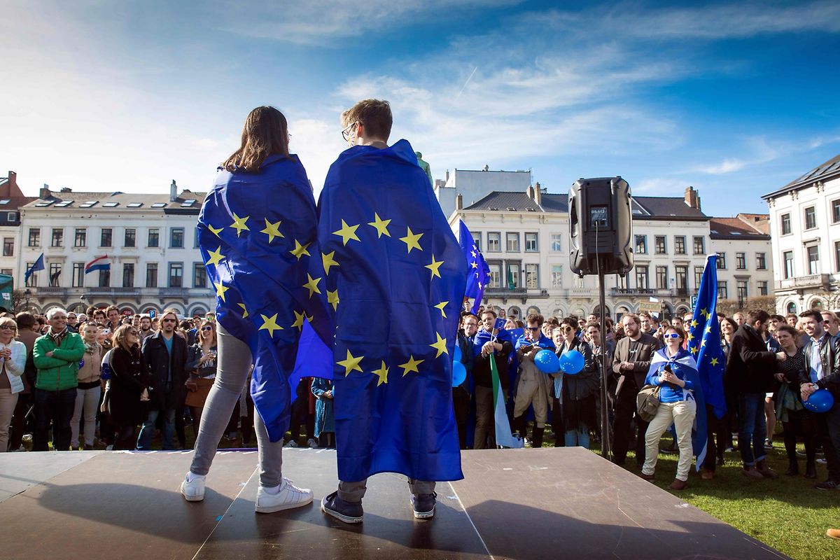Beim "March for Europe" in Brüssel ist die Stimmung eine andere. 