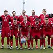 Startelf LuxemburgStehend vlnr.: Anthony Moris (Torwart Luxemburg #1), David Turpel (Luxemburg #20), Aldin Skenderovic (Luxemburg #19), Lars Gerson (Luxemburg #7), Maxime Chanot (Luxemburg #2), Maurice Deville (Luxemburg #21) , Gerson Rodrigues (Luxemburg #17) mit seinem SohnVorne vlnr.: Vincent Thill (Luxemburg #10), Laurent Jans (Kapitän Luxemburg #18), Leandro Barreiro (Luxemburg #16), Dirk Carlson (Luxemburg #13)/ Fussball, UEFA EM-Qualifikation 2020, Saison 2019-2020, Gruppe B, European Qualifiers / 17.11.2019 /Luxemburg - Portugal (Luxembourg vs Portugal) / Stade Josy Barthel, Luxemburg /Foto: Ben Majerus