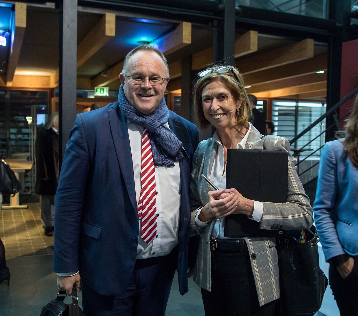Sozialminister Romain Schneider und Gesundheitsministerin Lydia Mutsch bei der Quadipartite in Mondorf. 