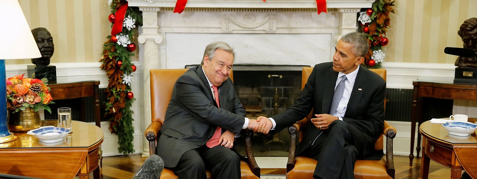 O Presidente Barack Obama dá as boas-vindas a António Guterres, que assume o cargo de secretário-geral das Nações Unidas a 01 de janeiro