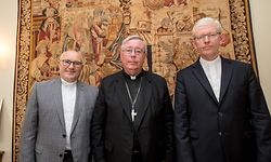 IPO , Beschofshaus , Palais Episcopal , PK Ernennung neuer Weihbischof und neuer Generalvikar , Leon Wagener , neuer Weihbischof , Erzbischof Jean Claude Hollerich , Generalvikar Patrick Muller , Foto: Guy Jallay/Luxemburger Wort
