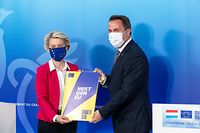 IPO , APO , Besuch EU Kommissionspräsidentin Ursula von der Leyen in Luxemburg , bei SES , Betzdorf , Xavier Bettel , Pierre Gramegna , Foto:Guy Jallay/Luxemburger Wort