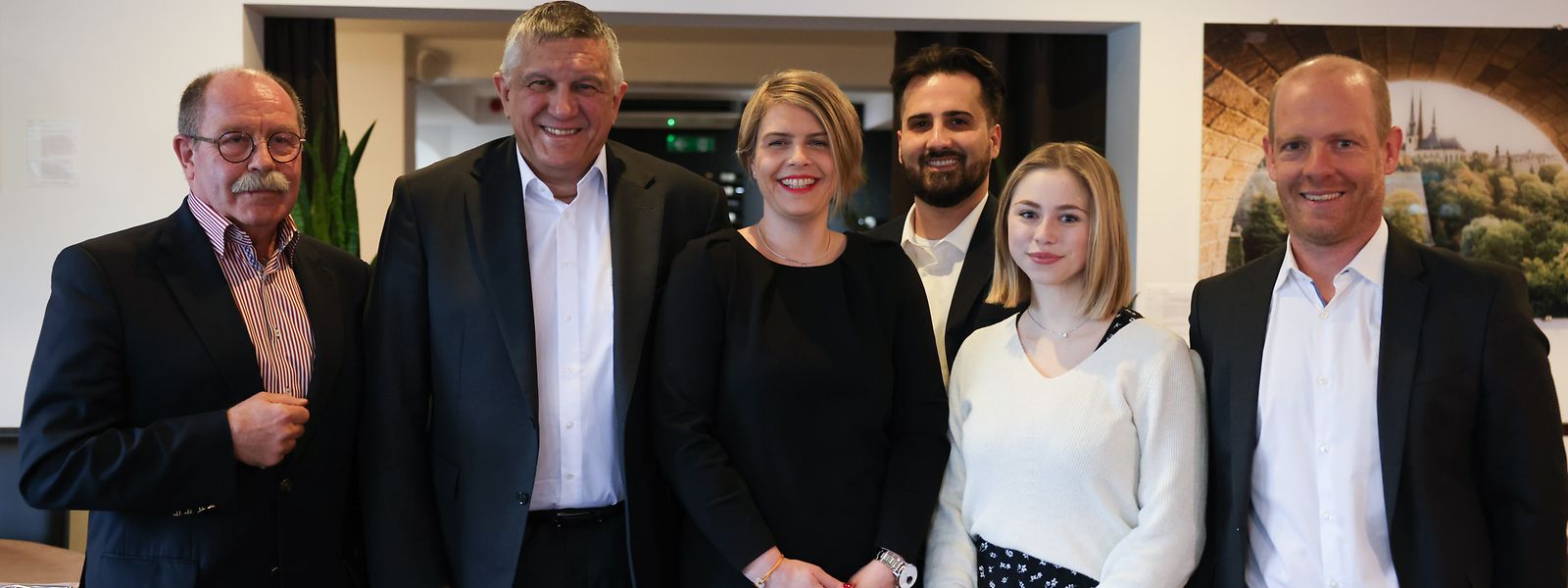 Jacques Linster, Gary Kneip, Françoise Kirsch, Ervin Zaljević, Anne Lecuit und Marc Ruppert (v.l.n.r.).
