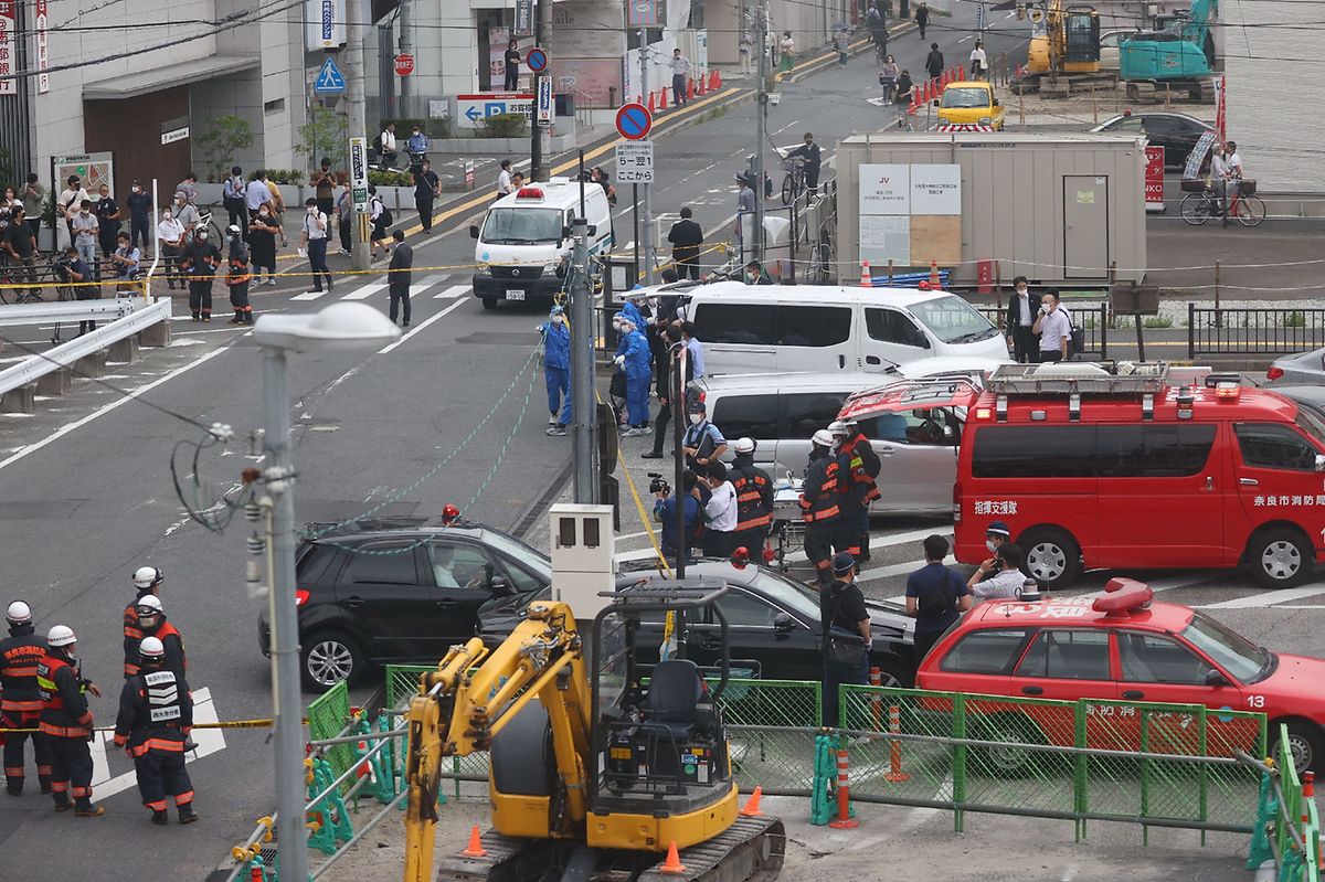 Der Tatort des Attentats auf Shinzo Abe.