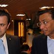 Le Premier ministre Xavier Bettel et le PDG Lakshmi Mittal à Davos en 2015.