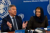 Markus Potzel e Fiona Frazer, da Missão de Assistência das Nações Unidas no Afeganistão. 
