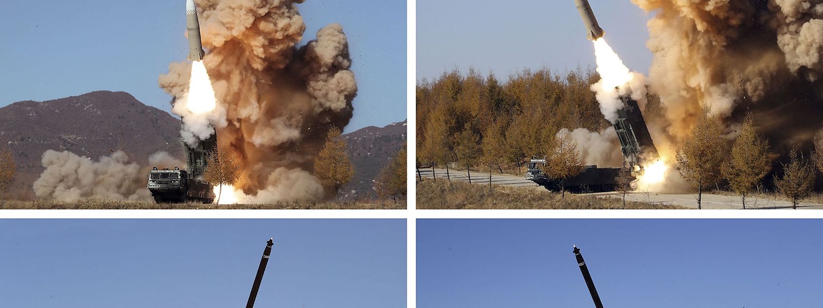 Les images, diffusées par l'agence centrale de Corée du Nord, des essais balistiques de la Corée du nord.