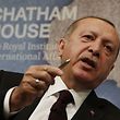 Turkish President Recep Tayyip Erdogan gives a speech at Chatham house in central London on May 14, 2018. / AFP PHOTO / Adrian DENNIS