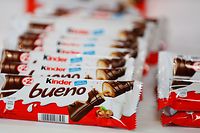 (FILES) A file photo taken on January 27, 2017 at the Ferrero France plant in Villers-Ecalles, northwestern France shows a Kinder bueno line. - Italy's Ferrero extended, on April 6, 2022, to the UK and Ireland its "voluntary" recall of Kinder chocolates suspected of being at the centre of a salmonella outbreak in Europe that affected children just days before Easter. (Photo by CHARLY TRIBALLEAU / AFP)