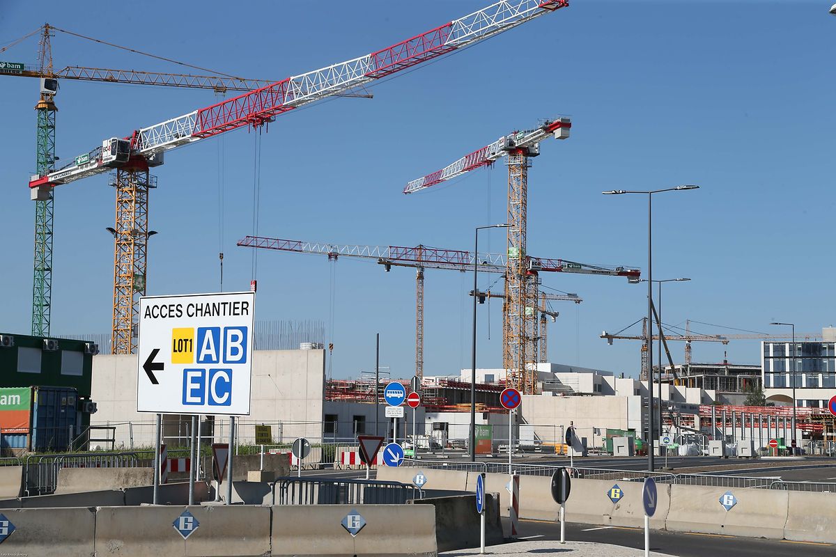 23.8.2017 Luxembourg, Gasperich,  chantier Gasperich ban, Bauarbeiten, CNIS centre national d'incendie et de secours  photo Anouk Antony