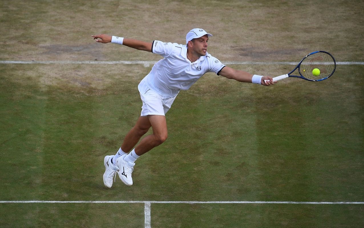 Luxembourg’s Gilles Muller in action during his fourth round match against  Spain’s Rafael Nadal