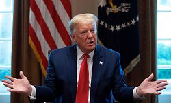 US President Donald Trump participates in a meeting with energy sector CEOs at the White House in Washington, DC, on April 3, 2020. (Photo by JIM WATSON / AFP)