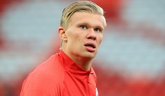 (FILES) This file photo taken on October 1, 2019 shows Salzburg's Norwegian forward Erling Braut Haaland attending a team training session at Anfield stadium in Liverpool, north west England, on the eve of their UEFA Champions League Group E football match against Liverpool. - As German first division Bundesliga football club Borussia Dortmund announced on December 29, 2019, Haaland has signed a contract with them until June 2024. (Photo by Lindsey Parnaby / AFP)